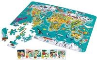 Hape 2-in-1-Weltreise Puzzle und Spiel - Lernpuzzle mit Spielbrett, Weltkarte...