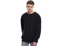 Urban Classics Herren Pullover Oversized Open Edge Crew Sweatshirt, schwarz, S,