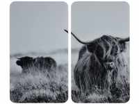 WENKO Herdabdeckplatte Universal Highland Cattle, 2er Set, Herdabdeckung für...