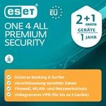 ESET One 4 All Premium Security | 3 Ger&auml;te (2 + 1 gratis) | 1 Jahr Virenschutz, VPN,