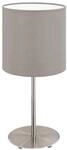 EGLO Tischlampe Pasteri, 1 flammige Textil Tischleuchte, Nachttischlampe aus Metall