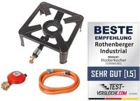 ROTHENBERGER Industrial Hockerkocher inkl. 1,5 m Gas-Schlauch & Konstantregler f&uuml;r