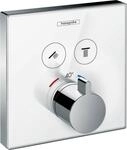 hansgrohe ShowerSelect Glas Unterputz Thermostat, f&uuml;r 2 Funktionen, Wei&szlig;/Chrom