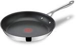 Tefal Jamie Oliver Cook's Direct On Bratpfanne 28 cm, Edelstahlpfanne Induktion,