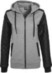 Urban Classics Damen Ladies Diamond Synthetic Leather Sleeve Zip Hoody