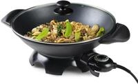 DOMO DO8708W Elektrischer Wok mit Glasdeckel - 5 Liter - Schwarz -