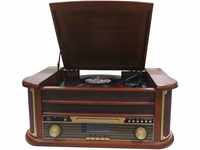 Denver MRD-51 DAB+, FM/AM Radio mit CD-, Kasetten- und Plattenspieler, Holzoptik