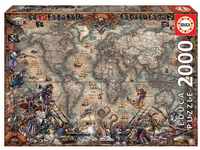 Educa 18008, Piraten Weltkarte, 2000 Teile Puzzle für Erwachsene und Kinder ab...