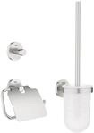GROHE Essentials Bad-Accessoires (WC-Set 3 in 1, supersteel, Material: Glas/Metall)