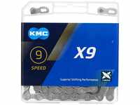 KMC Unisex – Erwachsene Grey X9 9-Fach Kette 1/2" x11/128, 114 Glieder, grau