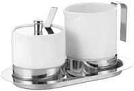 5-tlg. Zucker- und Sahneset ADAM, aus wei&szlig;em Porzellan und Edelstahl, Wei&szlig;