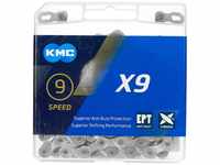 KMC Unisex – Erwachsene X9 EPT 9-Fach Kette 1/2" x11/128, 114 Glieder, Silber