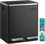 SONGMICS M&uuml;lleimer K&uuml;che, 2 x 15 Liter, M&uuml;lltrennsystem 2 F&auml;cher, inklusive 15