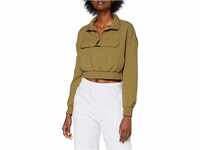Urban Classics Damen Ladies Cropped Crinkle Nylon Pull Over Jacket Windbreaker,