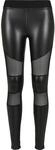 Urban Classics Damen Ladies Tech Mesh Faux Leather Leggings, Black, 3XL