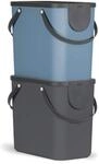 Rotho Albula 2er-Set M&uuml;lltrennsystem 25l | M&uuml;lleimer 2 F&auml;cher mit Henkel und