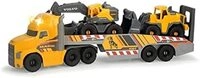 Dickie Toys Volvo Heavy Mack Truck, gro&szlig;er LKW mit 2 Volvo Fahrzeugen auf Anh&auml;nger,