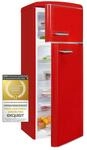 Exquisit Retrok&uuml;hlschrank RKGC270-45-H-160E rot, Freistehend, insgesamt 206,