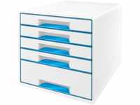 Leitz CUBE Schubladenbox mit 5 Schubladen, Weiß/Blau, A4, Inkl. transparentem
