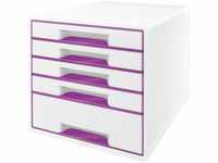 Leitz CUBE Schubladenbox mit 5 Schubladen, Weiß/Violett, A4, Inkl....
