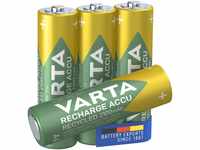 VARTA Batterien AA, wiederaufladbar, 4 Stück, Recharge Accu Recycled, Akku,...
