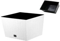 Rato-Topf 15,8 Liter mit Pflanzschale in wei&szlig; 26,2 x 26,2 x 26,6 cm.