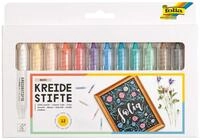 folia 371209 - Kreidestifte Set Basic, 12 Kreidemarker sortiert in 12 verschiedenen