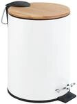 WENKO Kosmetik Treteimer Mod. Tortona 3 Liter, mit Deckel aus echtem Bambus,