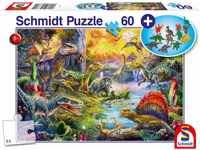 Schmidt Spiele 56372 Dinosaurier, 60 Teile Kinderpuzzle, mit Dino Figuren