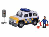 Simba 109251096 - Feuerwehrmann Sam Polizei Auto 4x4 mit Malcom Figur, Mit