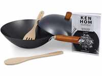 Ken Hom KH331051 Carbonstahl Wokpfanne Set, 31cm, Classic,