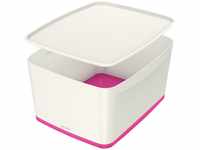 Leitz MyBox, Aufbewahrungsbox mit Deckel, Groß, Blickdicht, Weiß/Pink...