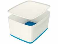 Leitz MyBox, Aufbewahrungsbox mit Deckel, Groß, Blickdicht, Weiß/Blau...
