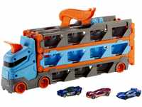 Hot Wheels 2:1 Autorennbahn zu Transporter, inkl. 3 Spielzeugautos, mit