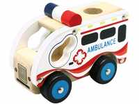 Bino Holzauto Ambulanz Holzspielzeug Krankenwagen Spielzeug für Kinder ab 12...