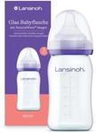 Lansinoh Glas Babyflasche mit NaturalWave Sauger S, 160 ml