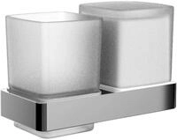 emco Loft Doppel Becherhalter aus Glas, Zahnputzbecher in Chrom, Wandmontage Bad