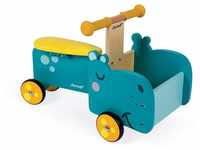 Janod - Hippopotamus Wooden Ride-On for Children - Ergonomic Handles and Silent