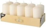 10 Stumpenkerzen &Oslash; 40 mm 90 mm creme Blockkerzen Kerzen