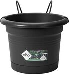 Elho Green Basics Potholder Allin1 Metal Blumentopf, Living Schwarz, 27 CM