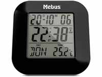 Mebus digitaler Funkwecker mit Thermometer, Datumsanzeige und Beleuchtung,