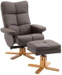 HOMCOM Relaxsessel mit Hocker, Stauraum, Gepolstert Fernsehsessel mit Liegefunktion,