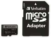 Verbatim Pro U3 Micro SDXC Speicherkarte mit Adapter, 128 GB, Datenspeicher...