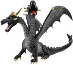 Bullyland 75597 - Spielfigur Drache mit 2 K&ouml;pfen Grau-Schwarz, ca. 9,2 cm,