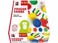 Marabu 0303000000080 - Kids Fingerfarbe Set mit 4 leuchtenden Farben á 100 ml,