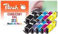 Peach C580/581 10er-Pack Druckerpatronen XL (2xBK, PBK, 2xC, 2xM, 2xY, blau)...