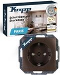 Kopp PARIS Schutzkontaktsteckdose in Palisander-Braun - Hochwertige 1-fach