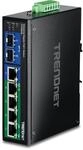 TRENDnet, TI-PG62B, 6-Port Industrieller Gigabit PoE+ Solar DIN-Rail Switch,...