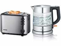 SEVERIN Automatik-Toaster, 2 Röstkammern, 850 W, AT 2514, Edelstahl/Schwarz &...