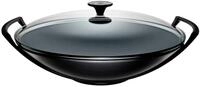 Le Creuset Gusseisen-Wok mit Glasdeckel, &Oslash; 36 cm, 4,5 L, Schwarz Matt,